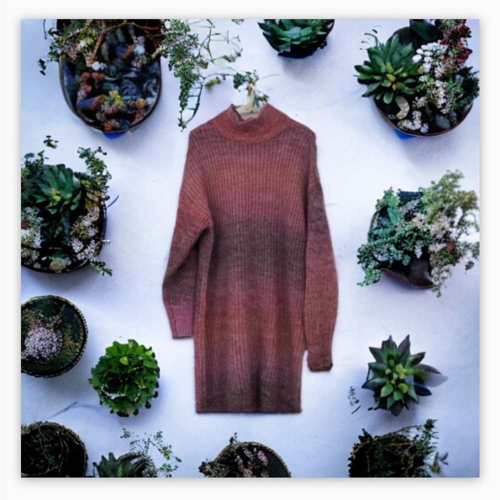 Twik by Simon- A Neutral Pink Knitted Mockneck Sweater Dress Sz M-Cosy -NWOT - Picture 3 of 15